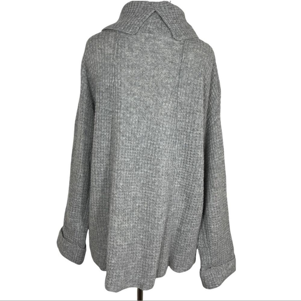 Free people 100% Wool Waffle knit Cowl Neck Sweater In Grey XS - Picture 7 of 9